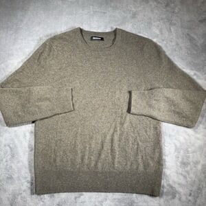 Naadam Sweater Men's Medium Olive 100% Cashmere Crewneck Ribbed Knit Pullover